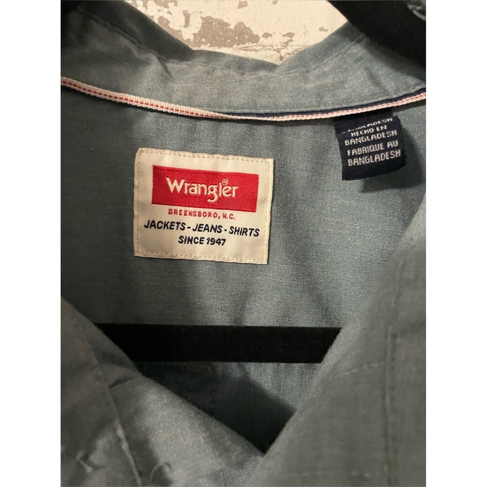 Wrangler Utility Button Front Work Shirt Gray Sage L Cotton Blend Short Sleeve - Picture 4 of 7